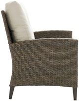 Crosley Furniture Rockport Wicker Outdoor Loveseat, 2-Person Patio Couch for Porch, Deck, Backyard, Balcony, Light Brown