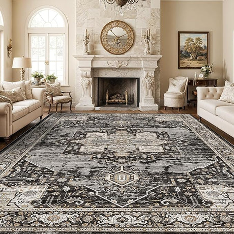 Washable 5x7 Area Rugs - Large Rugs for Living Room Stain Resistant Carpet Vintage