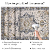 Washable Area Rug 6x9 - Non-Slip Boho Vintage Distressed Low Pile Carpet