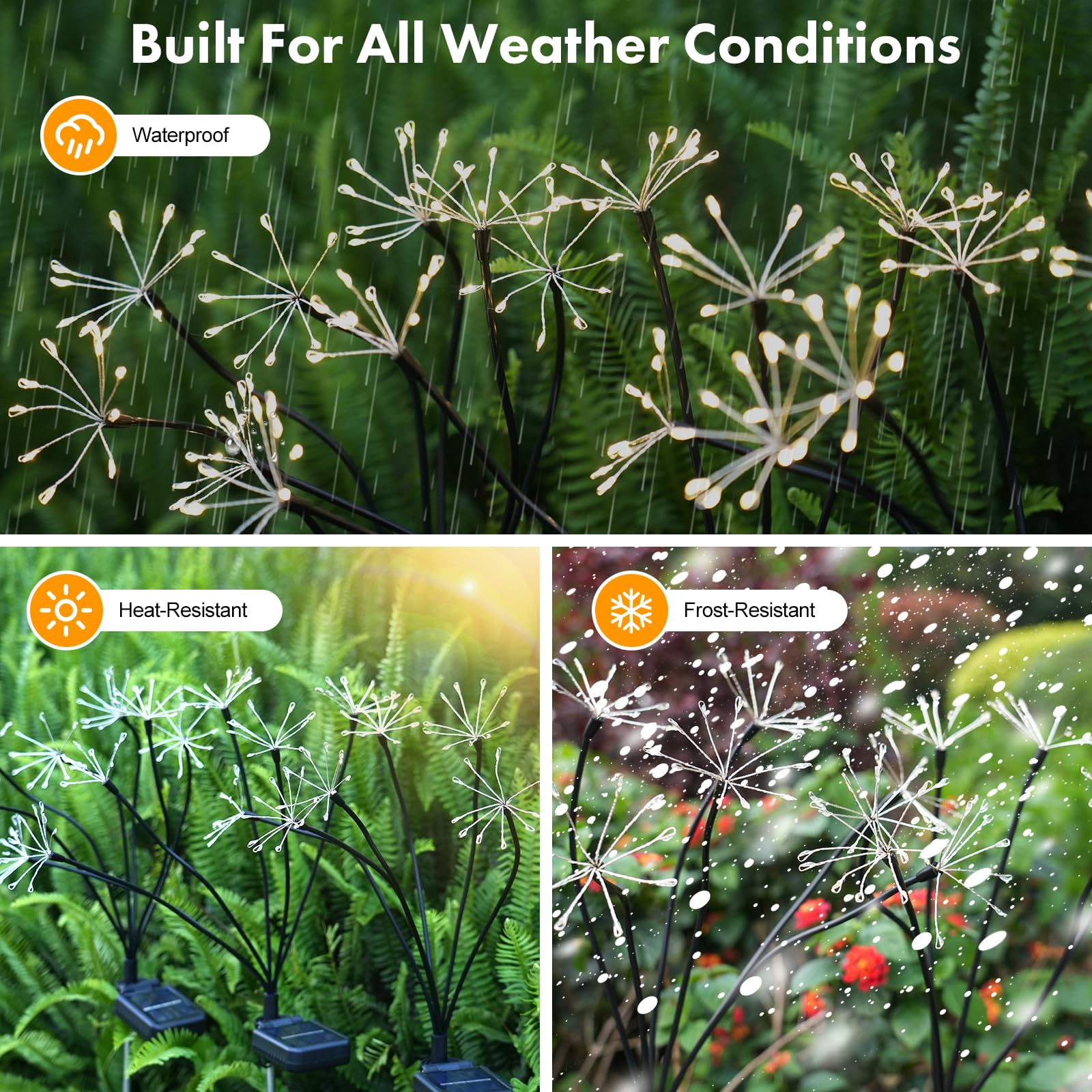 Solar Garden Lights 4 Pack Twinkling Solar Firework Lights with 2 Modes