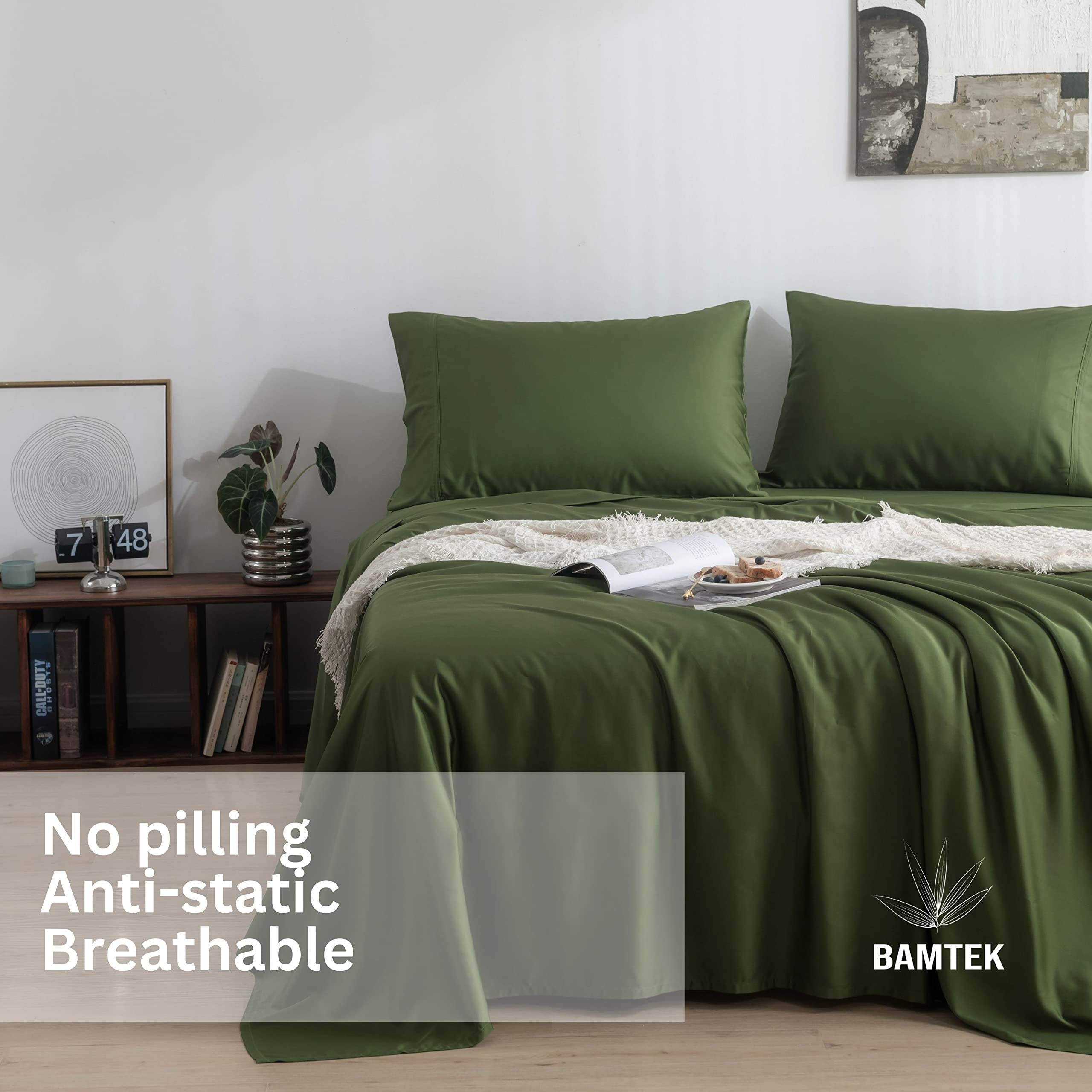 100% Viscose from Bamboo Sheets Queen Size, Super Soft Queen Size Bed Set, 4PC