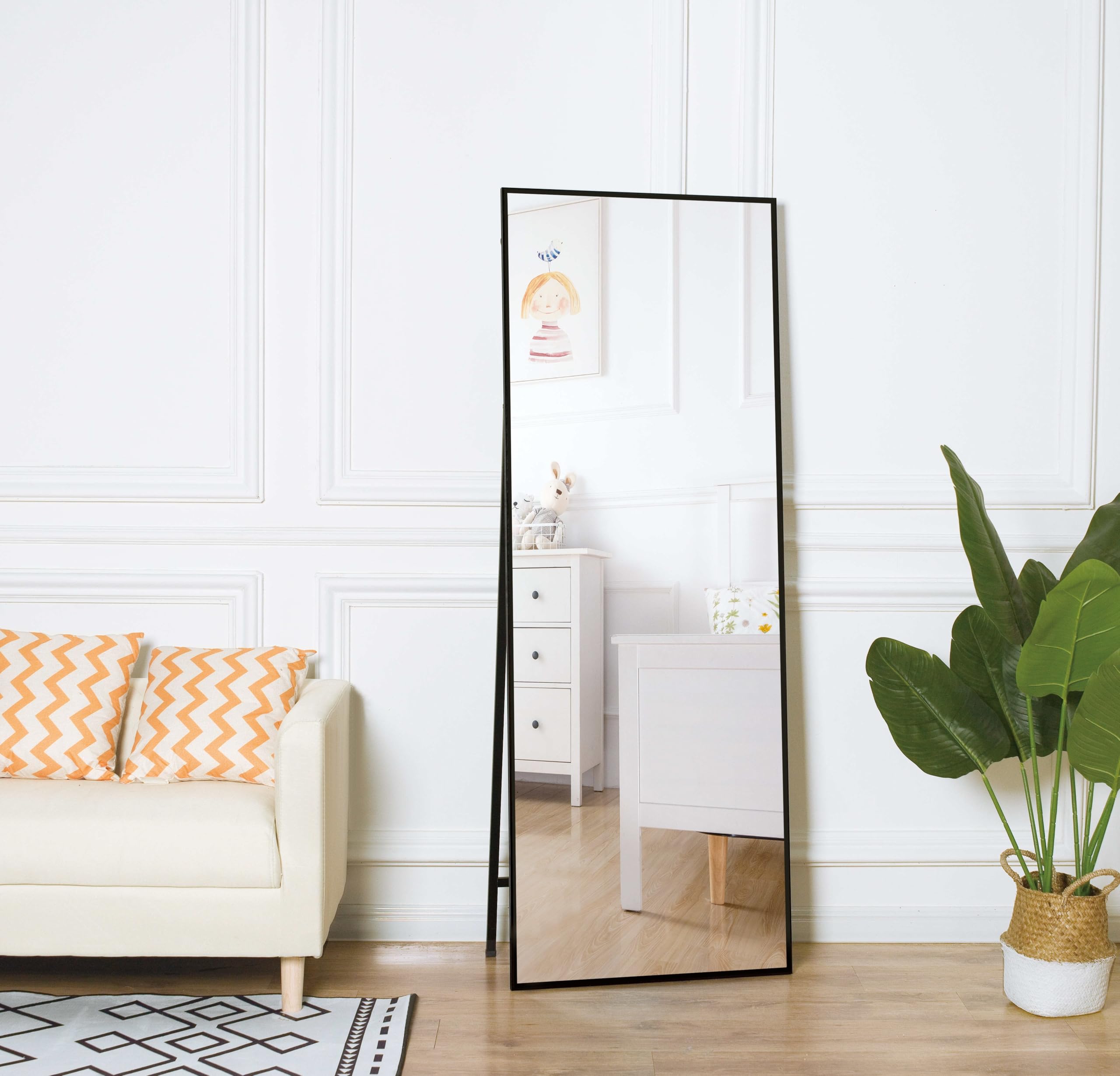 65 x 22 Inch Metal Frame Full Length Floor Mirror
