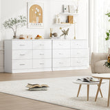 White Dresser, 47.2'' Large 6 Drawer Dresser Wide Chest of Drawers for TV Stand