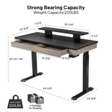 Electric Standing Desk with Drawers, 55 Inch Dual Motor Height Adjustable Stand up Desk for