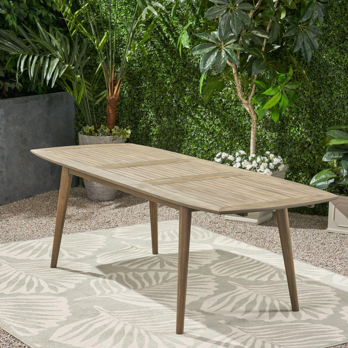 Outdoor Expandable Dining Coffee Table, Acacia Solid Wood Furniture