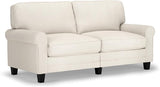 Copenhagen Rolled Arm, Easy Care Polyester, Soft Pillow Back, Pocket Coil Seat Cushions, Removable Covers, Loveseat or Couch for Small Spaces, Living Rooms or Bedrooms, 78" Sofa, Cream