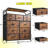 Dresser for Bedroom with 11 Drawers with Charging Station Fabric Chest of Drawers