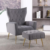 Modern Velvet Accent Living Room Chair, Wingback Arm Chair