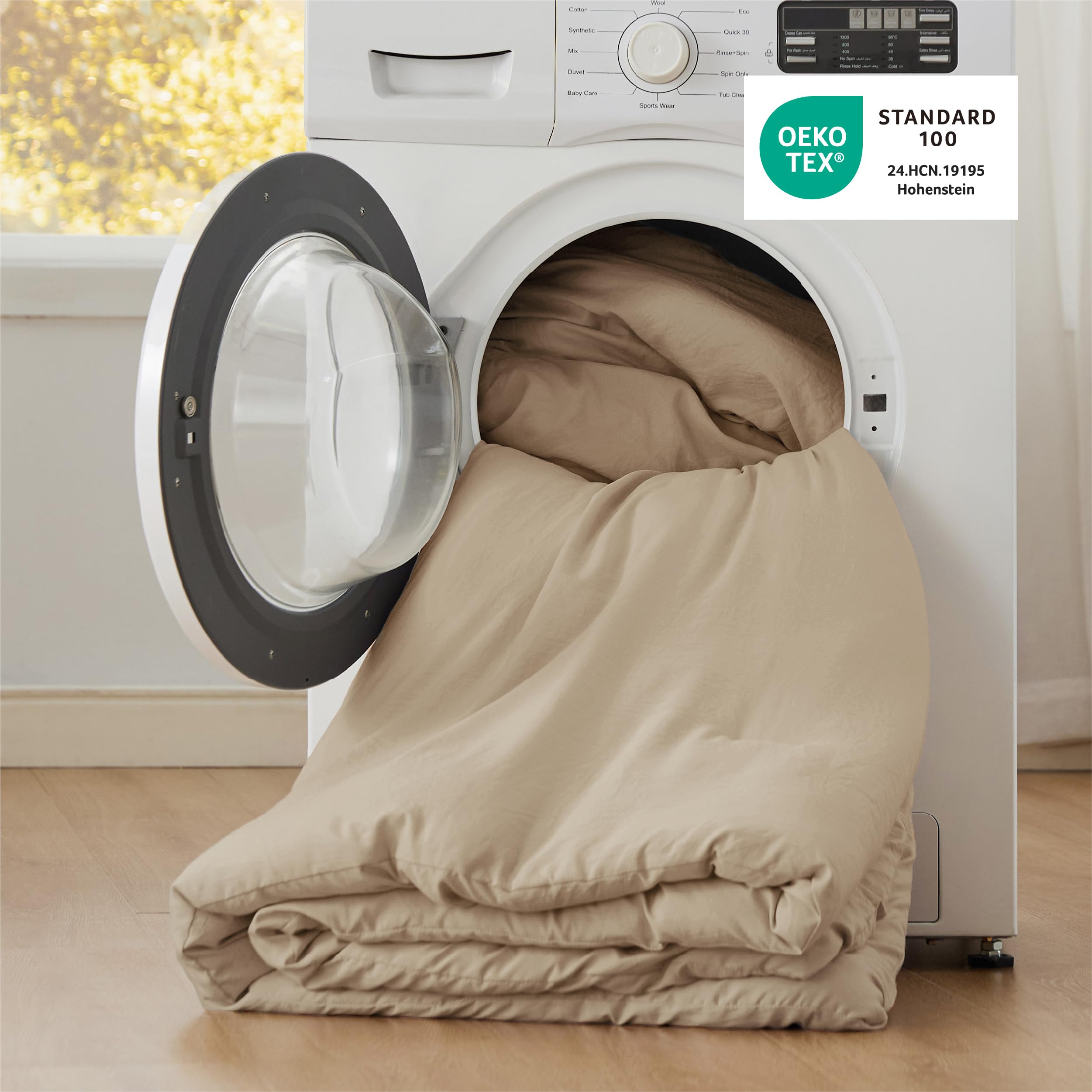 Queen Size Comforter Set - Khaki Prewashed Bedding 3-Piece