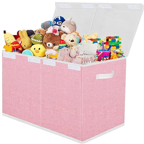 Toy Storage Bins,Large Toy Box Chest with Lids,Foldable Stuffed Animal Toy Organizers and Storage