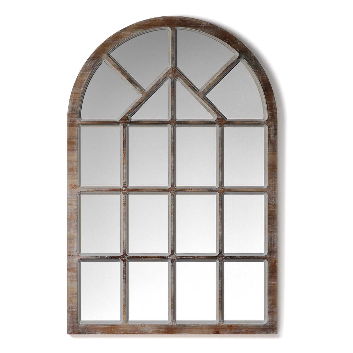 Grid Mirror 30x47 Wood Cathedral Window Pane Mirror - Arched Window Mirror