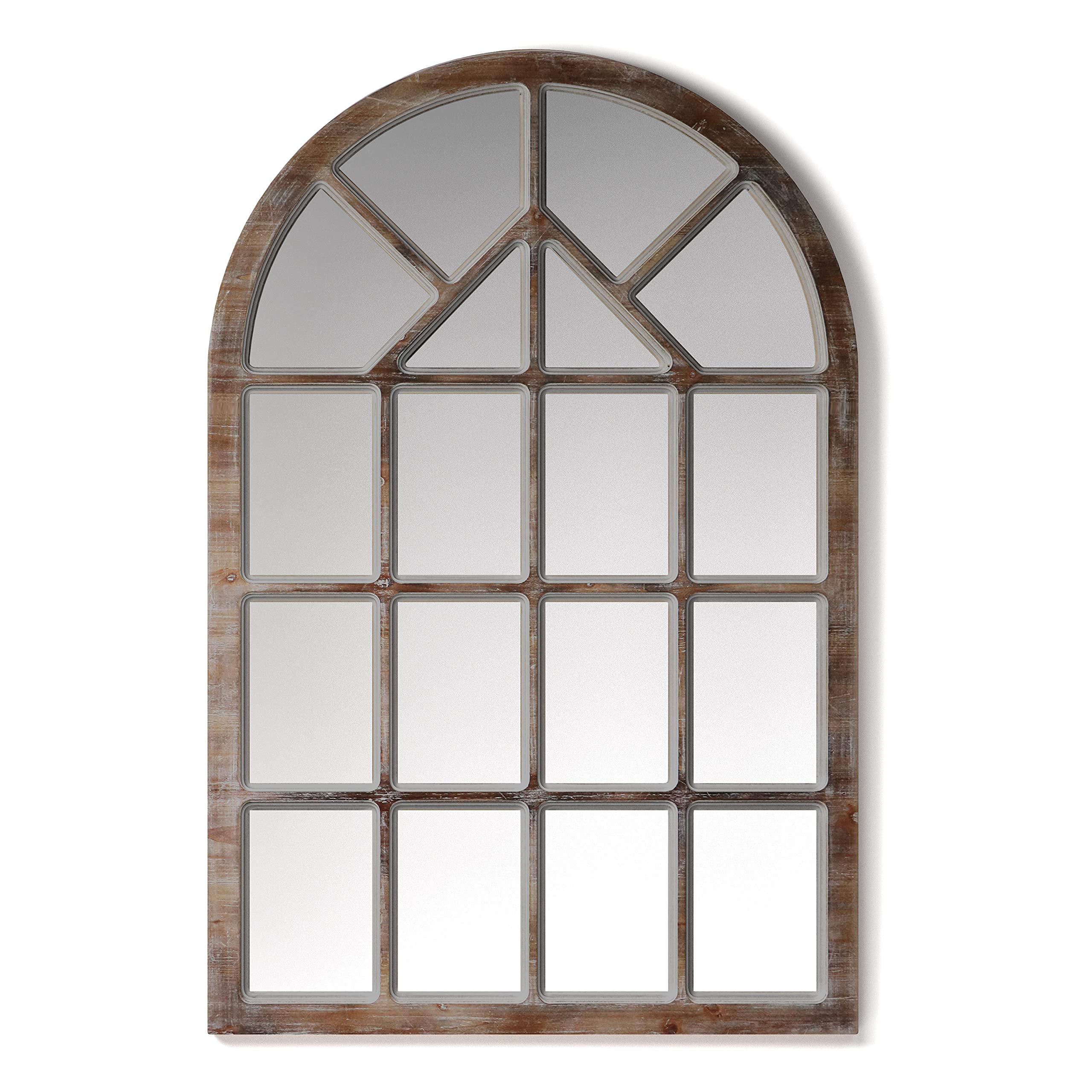 Grid Mirror 30x47 Wood Cathedral Window Pane Mirror - Arched Window Mirror