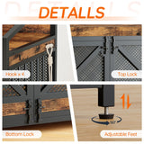 43.3" Dog Crate Furniture with LED Lights & Storage Shelves