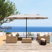 15ft Patio Umbrella with Base,Large Outdoor Double-Sided Rectangle Umbrella
