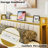 King Bed Frames, Storage Headboard with Charging Station, Solid and Stable, Noise Free,