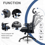 resiova Office Chair Ergonomic Computer Chair,High Back Mesh Chairs,Computer Chair with Lumbar Support and Retractable Armrests,Swivel Mesh Office Chair for Home Office and Study,Grey