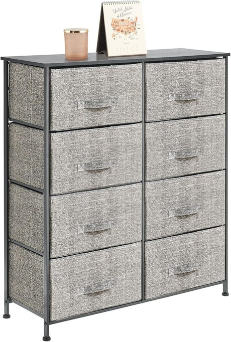 38.31" High Steel Frame/Wood Top Storage Dresser Furniture Unit with 8 Removable