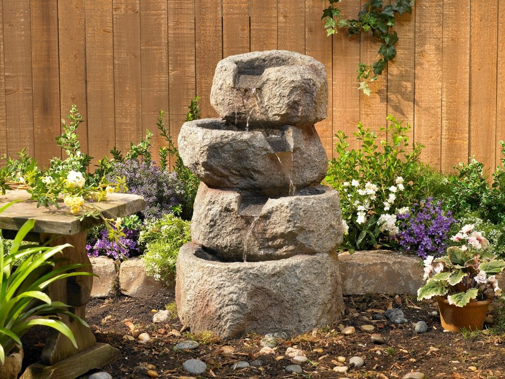 Glacial Rock Zen Rustic Outdoor Floor Water Fountain 30" High