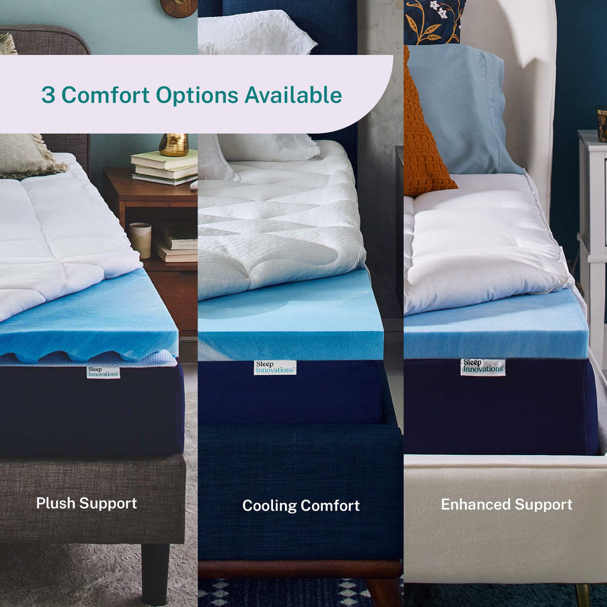 Cooling Comfort Gel Memory Foam Dual Layer Mattress Topper, 4 Inch, King Size
