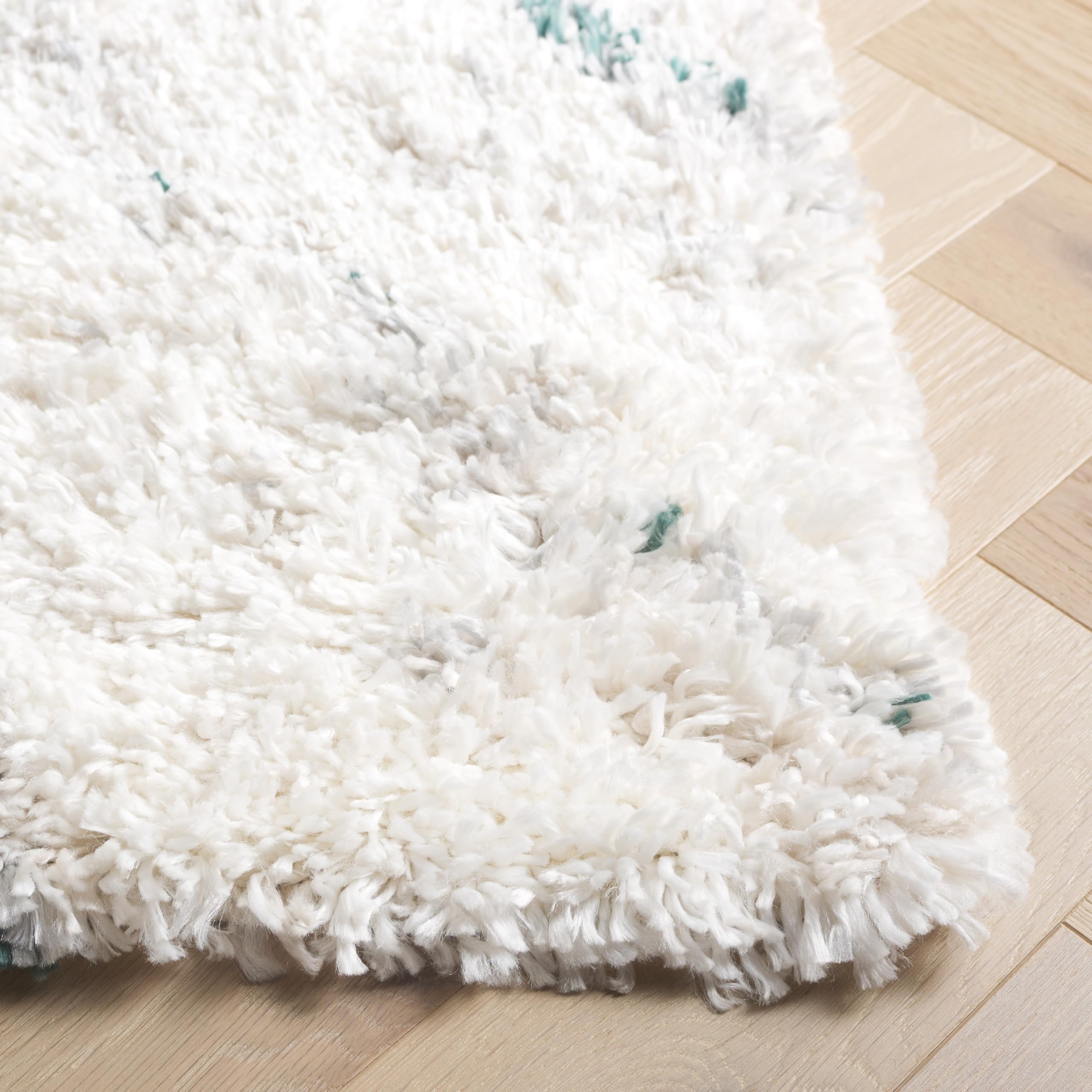 SAFAVIEH Fontana Shag Collection Area Rug - 10' x 14', Ivory & Green, Modern Design, Non-Shedding & Easy Care, 2-inch Thick, Ideal for The Living Room, Dining, Bedroom (FNT848B)