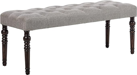 Leviton Fabric Tufted Turned Leg Dining Bench, One Size,