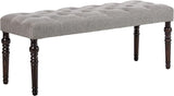 Leviton Fabric Tufted Turned Leg Dining Bench