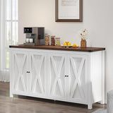 Farmhouse Sideboard Buffet Cabinet with Storage with 4 Doors, 55'' Large Kitchen Storage Cabinet,