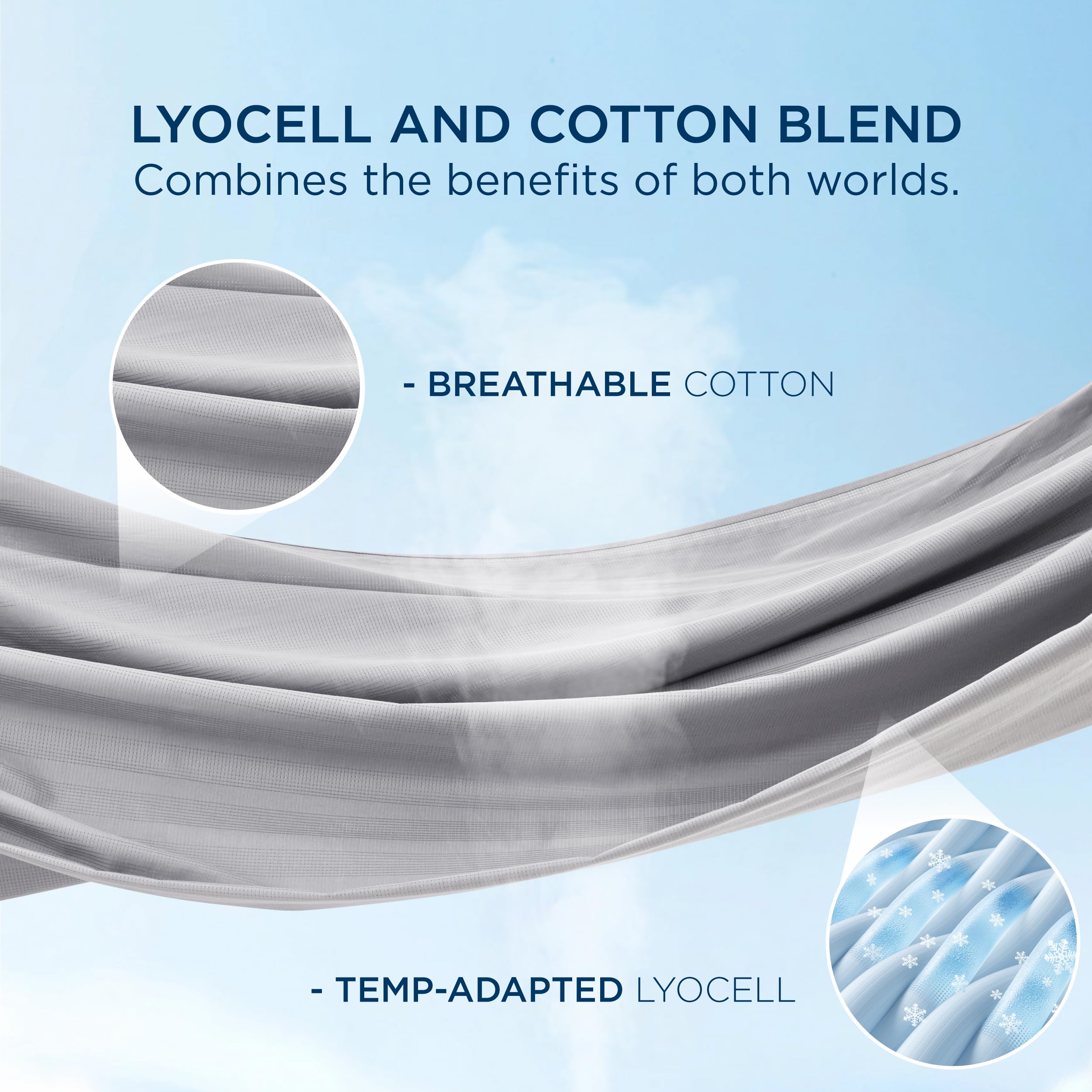 Cooling Sheets for Hot Sleeper, Lyocell Cotton King Size Sheets, Temperature Regulating