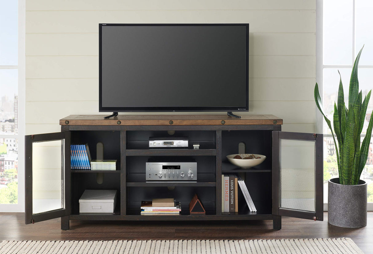 Bolton, 65" TV Stand, Black Stain and Natural