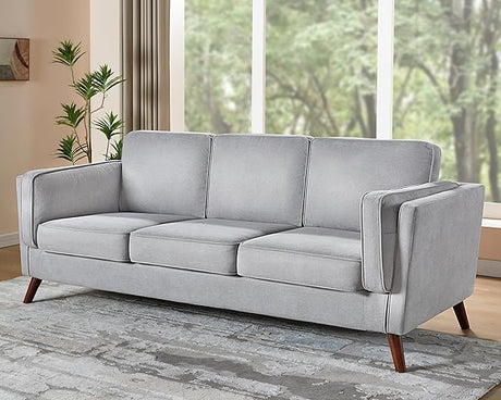 87in Sofa Modern Sofa Couch - Embedded Arm Pillow 3 Seater Sofa Deep Seat Sofa