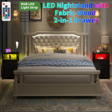 LED Nightstand with Charging Station, Tall Dresser for Bedroom with LED Light