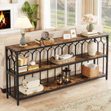 70.87" Long Console Table, 3-Tier Narrow Sofa Table with Shelves, Industrial Foyer Table Entryway Table for Living Room,