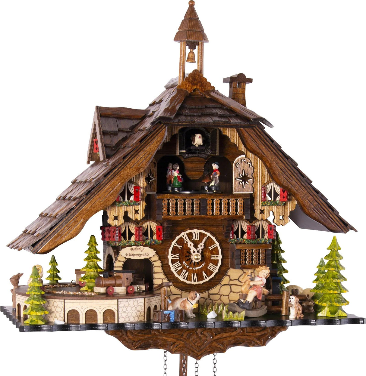 Cuckoo Palace Cuckoo Clock Deer Park Mill Station Chalet-Style 33cm Quartz-Movement