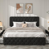 Queen Bed Frame with Headboard Faux Leather Upholstered Metal Queen Bed Frame