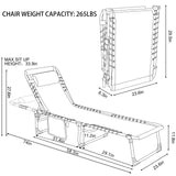 Outdoor Foldable Chaise Lounge Chair with Detachable Pillow & Pocket