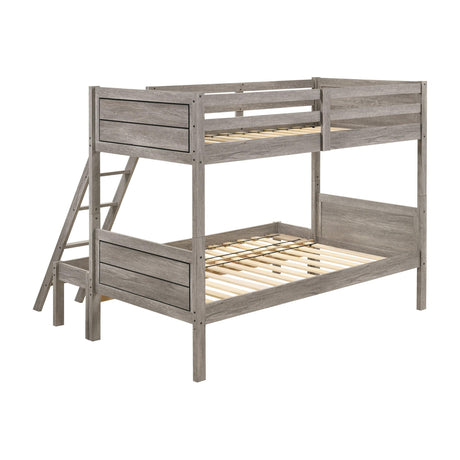 Guard Rails Weathered Wood Over Full Bunk Bed Set Taupe - Twin Size