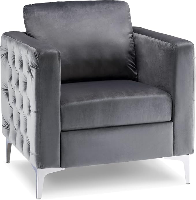 Chair, Tufted Barrel Armchair, Upholstered Single Sofa for Small Spaces, Living Room, Office Reception, Fabric 4066 (Blue)