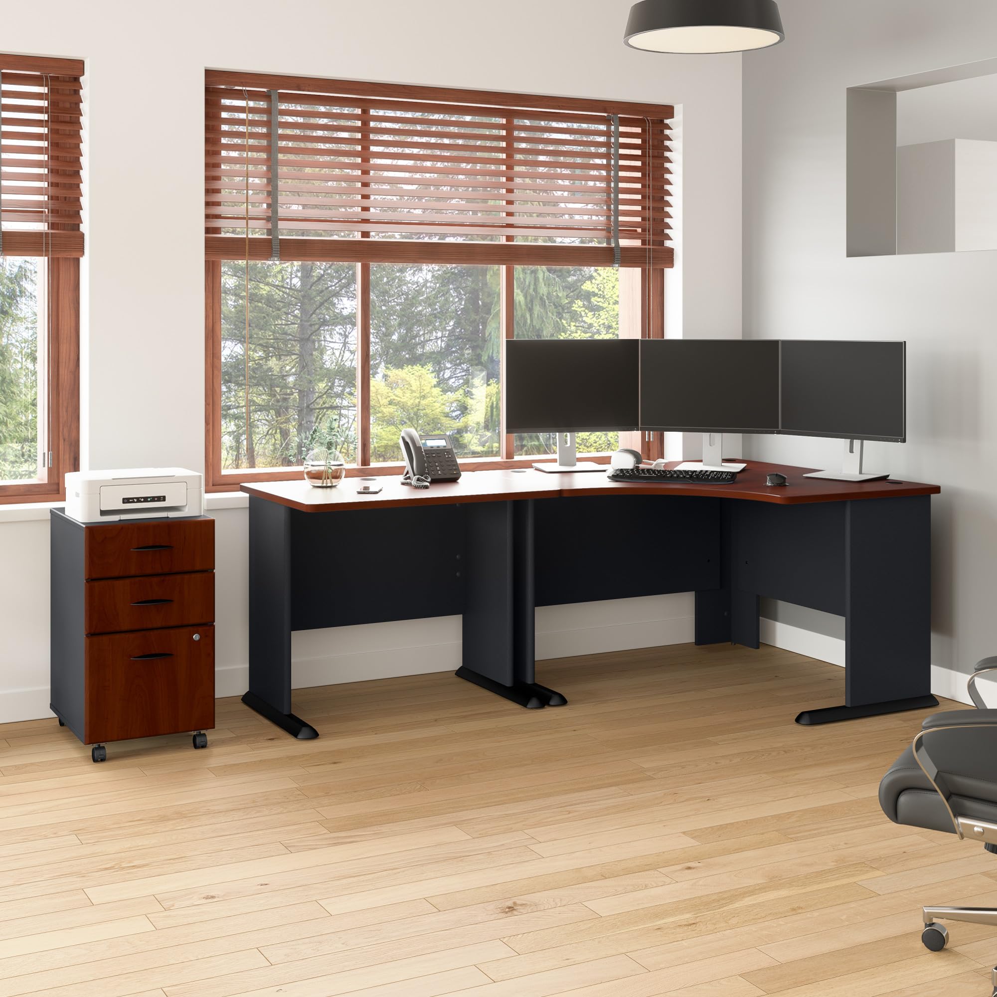 Series A 3 Drawer Mobile File Cabinet in Hansen Cherry & Galaxy -