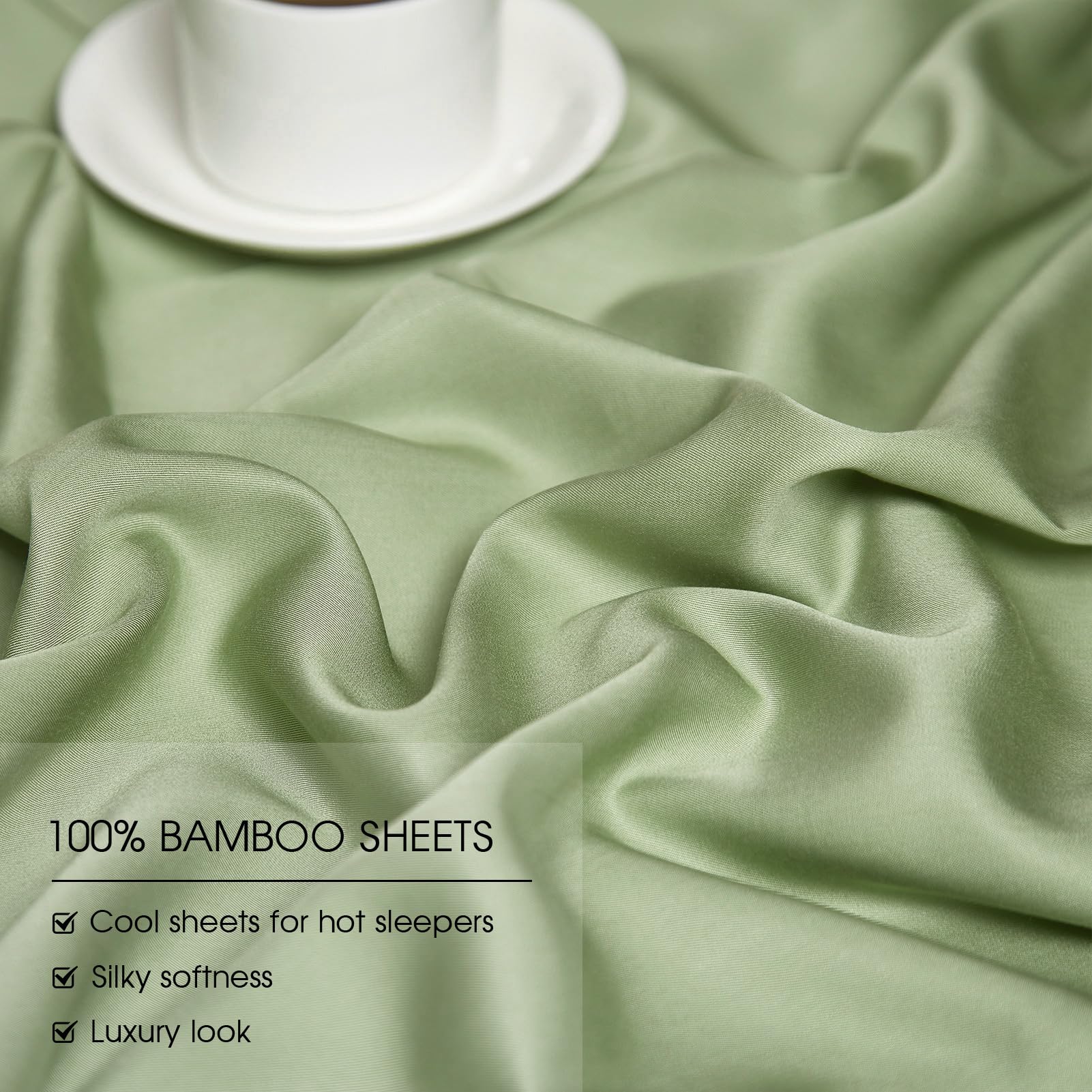 Full Sheets Sets, Rayon Derived from Bamboo, Extra Deep Pocket Sheets Fits 18"-24"