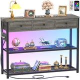 Console Table for Entryway with Power Strip, Entryway Table with RGB LED Lights