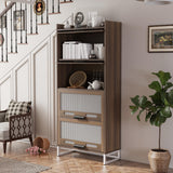 Wooden Storage Cabinet with 4 Drawers, Freestanding Bathroom Cabinets with Acrylic