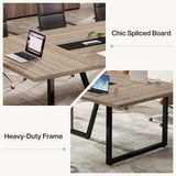 94.5-Inch Conference Table for 10 People, Industrial 8 FT Meeting Table with Two Grommets,