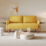 70" Loveseat Sofa with Foldable Side Table, Modern 2 Seater Couch with Rolled Arms,