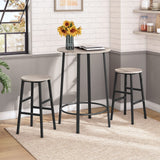 Bar Stools, Set of 2 Round Bar Chairs with Footrest, 24.4 Inch Kitchen Breakfast Bar Stools