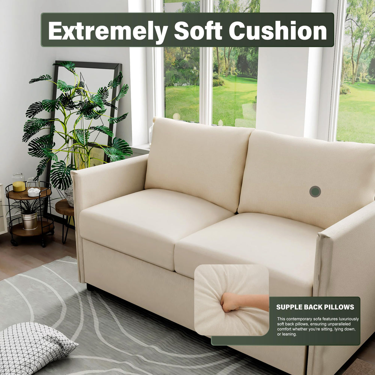 Loveseat Sofa, 52” Small Couch for Living Room, Tool-Free Setup Sofas