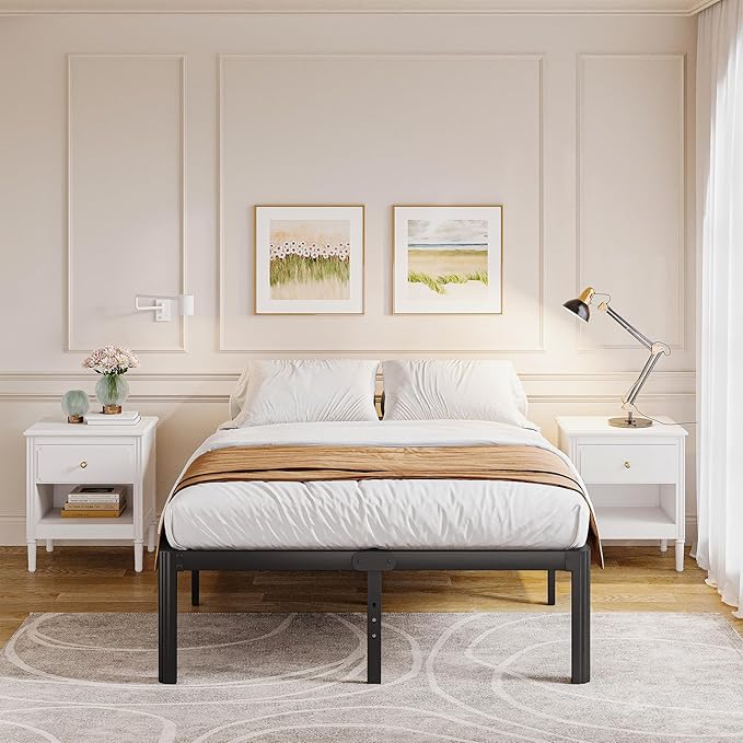 Bed Frame Queen Size, 14 Inch High Metal Platform Bed with Round Corner Leg