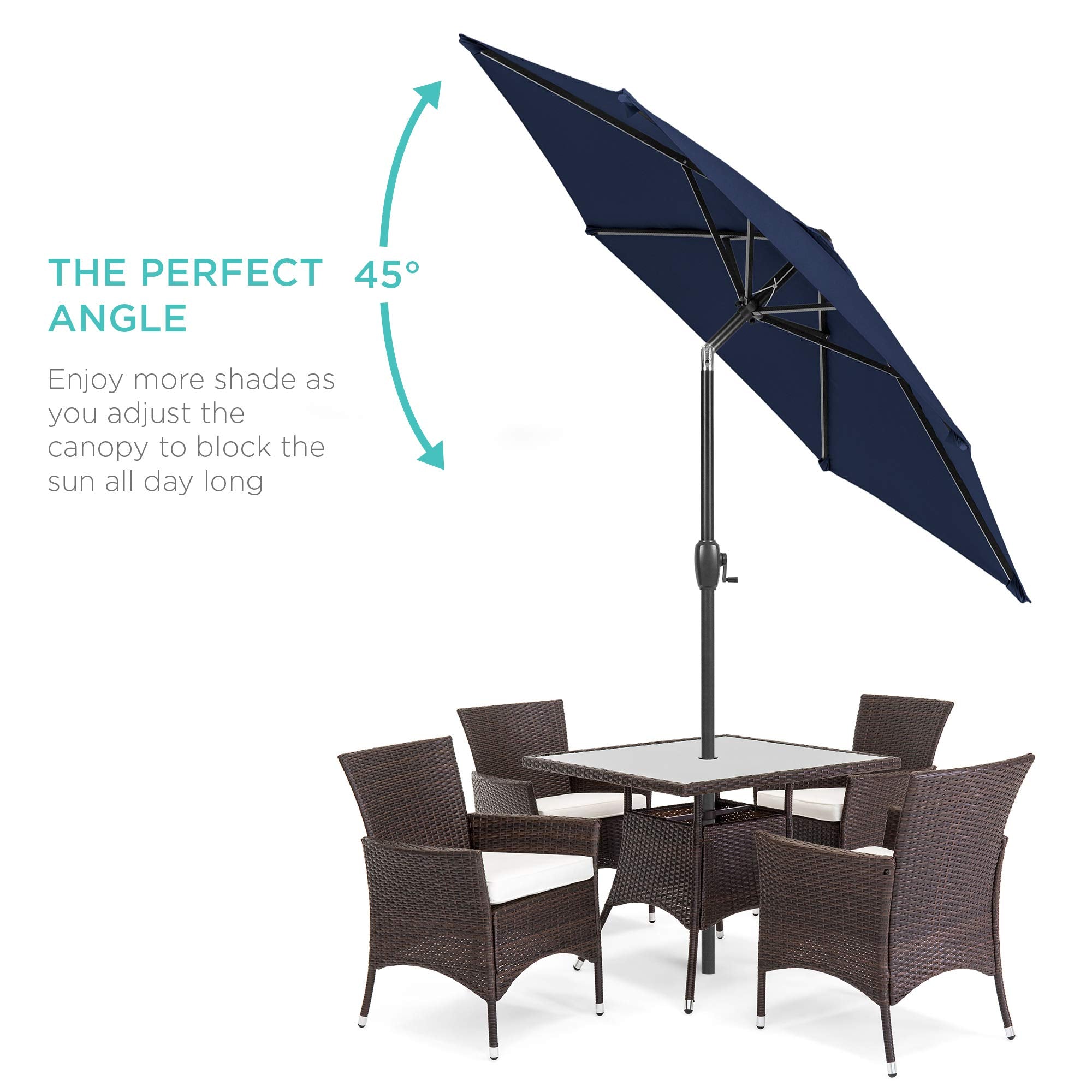 7.5ft Heavy-Duty Round Outdoor Market Table Patio Umbrella w/Steel Pole, Push Button Tilt