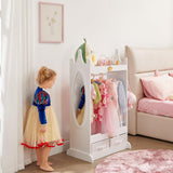 Kids Dress Up Storage with Mirror, Kids Armoire with Non-Woven Drawers