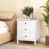 Nightstand with 3 Drawers Set of 2, Wooden Side End Table with Solid Wood Legs