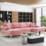 U-Shaped Sectional Sofa Couch, 4 Seat Sofa Set for Living Room, 110.6" L-Shaped